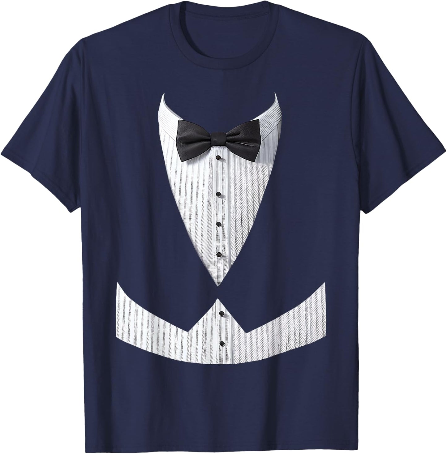 Tuxedo, Costume, Frac, Bowtie, Vest, Fake Tuxedo , Black, S T-Shirt - T-Shirt | Navy