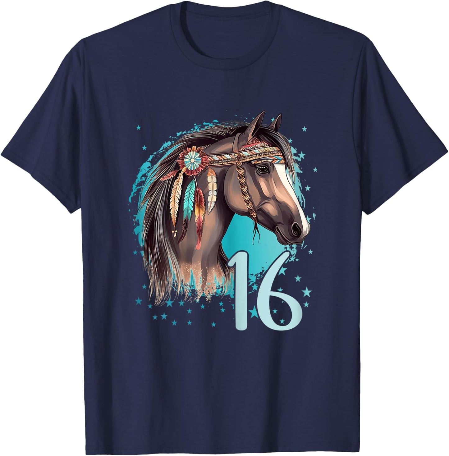 16th Birthday Horse Girl sixteen I Am 16 Birthday Girl T-Shirt - T-Shirt | Navy