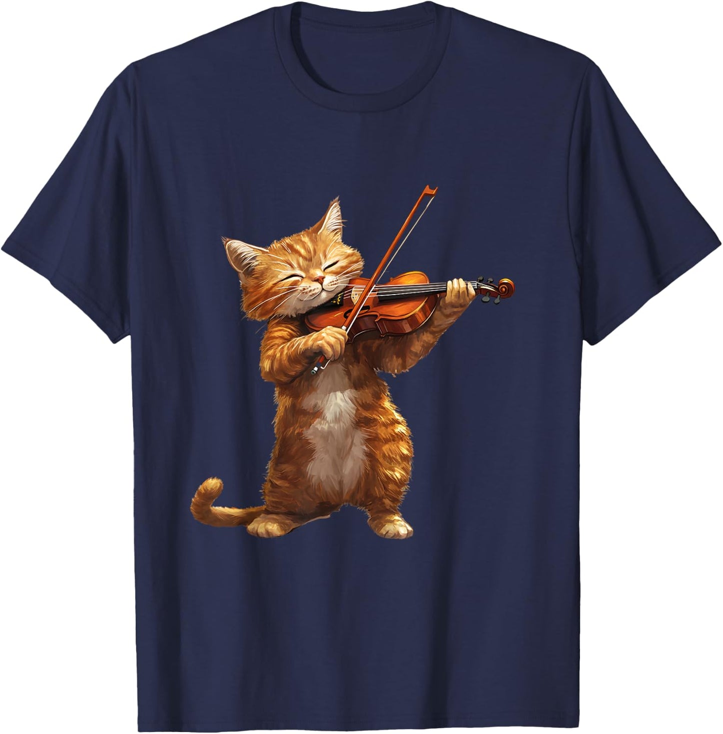 Funny Cat playing Violin for Cat and Violins lovers Music T-Shirt - T-Shirt | Navy