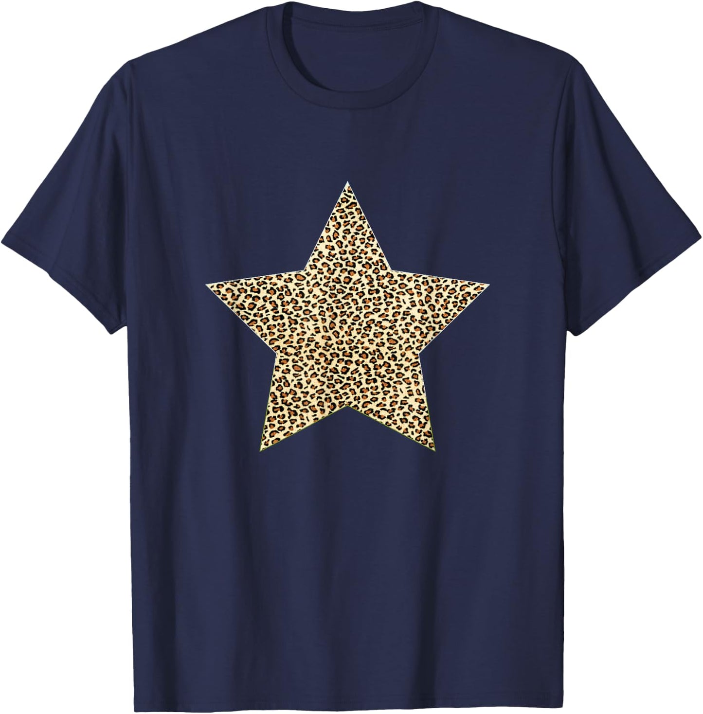 Star Shape - Cute Cheetah Leopard Print Graphic T-Shirt - T-Shirt | Navy