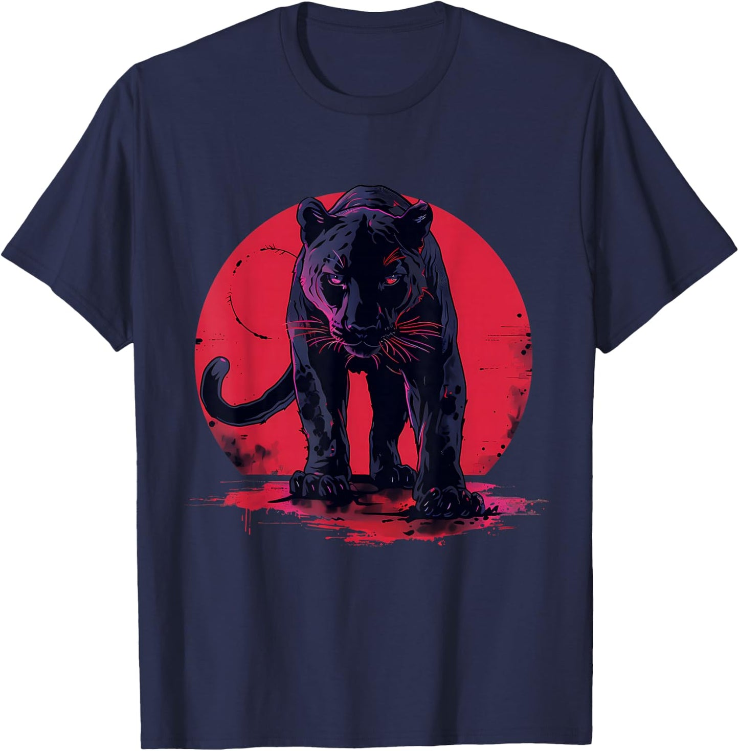 Panther Animal Art Splash Wildlife Motif Panther Lover T-Shirt - T-Shirt | Navy