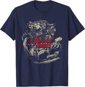XS650 Special Engine Distressed Retro Design T-Shirt - T-Shirt | Navy