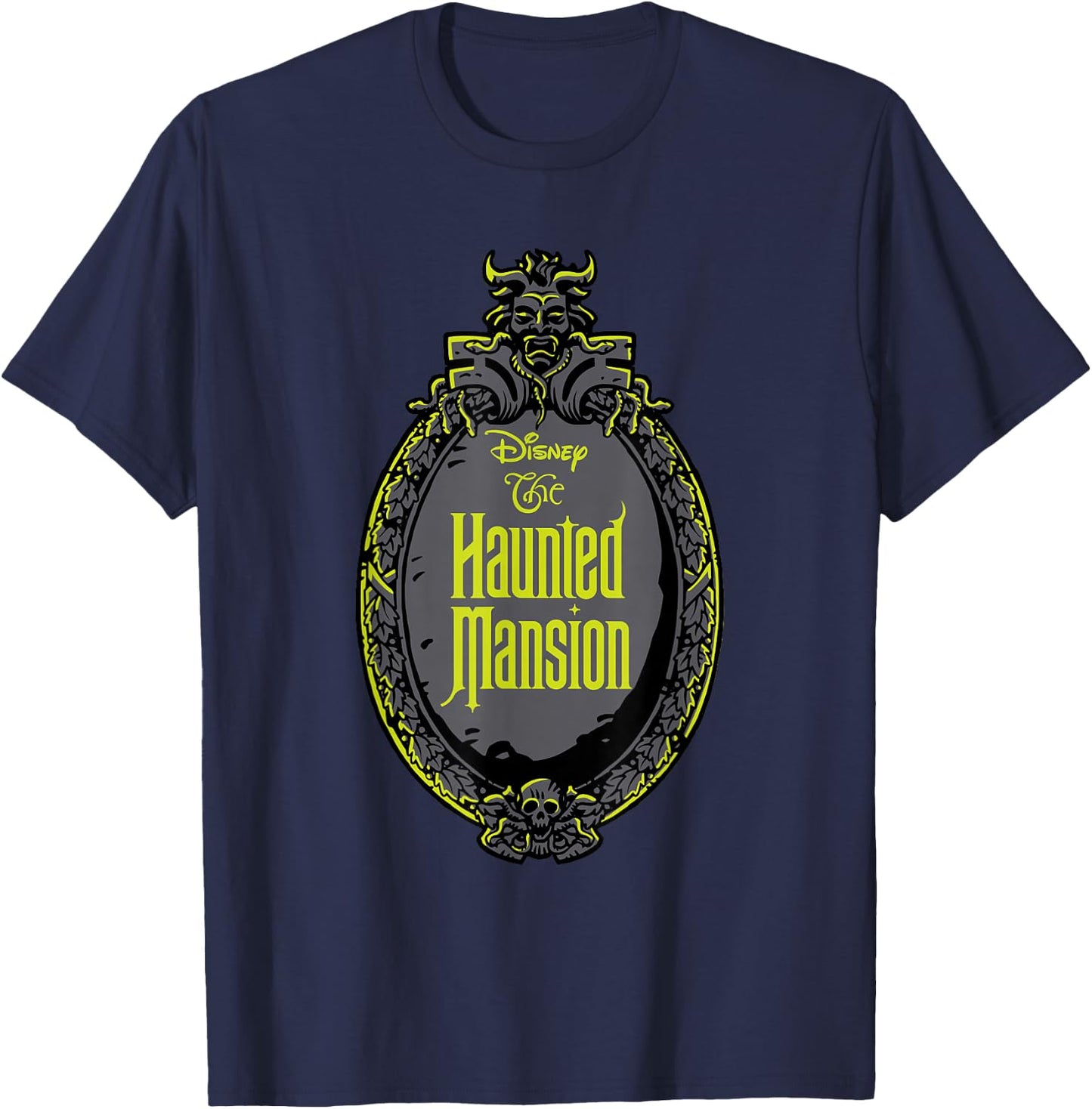 The Haunted Mansion Iconic Haunted Mirror Logo T-Shirt - T-Shirt | Navy