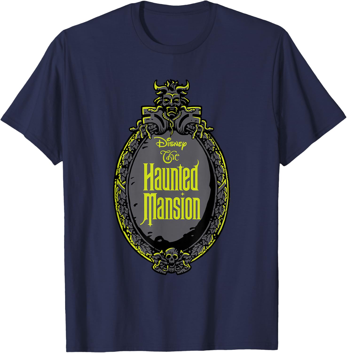 The Haunted Mansion Iconic Haunted Mirror Logo T-Shirt - T-Shirt | Navy