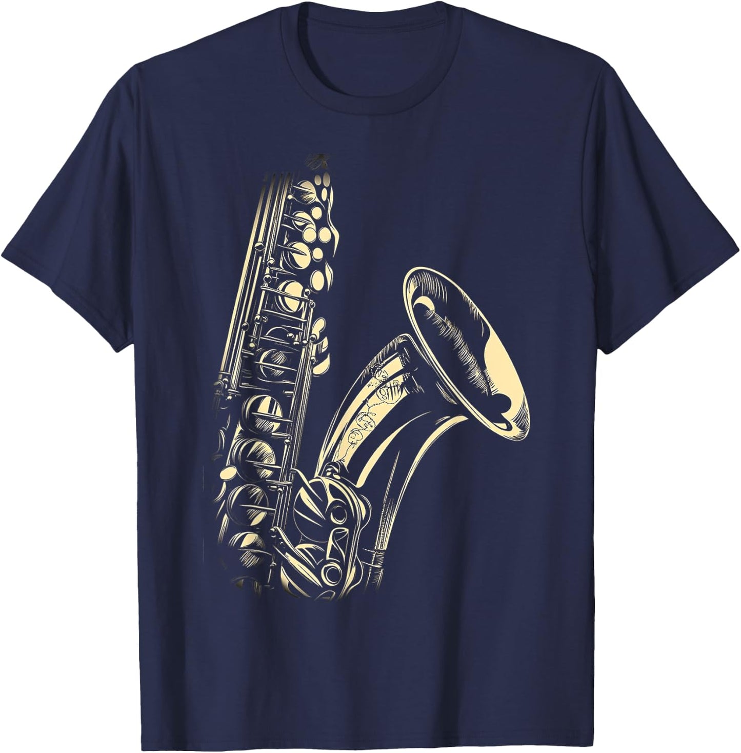 Saxophone Music Instrument Motif Illustration Saxophone T-Shirt - T-Shirt | Navy