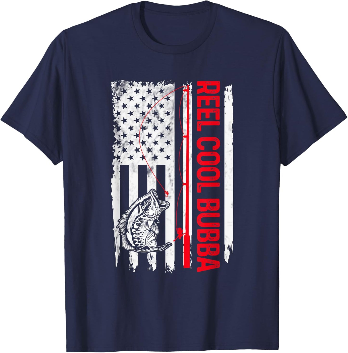 Reel Cool Bubba Fishing American Flag Funny Brother T-Shirt - T-Shirt | Navy