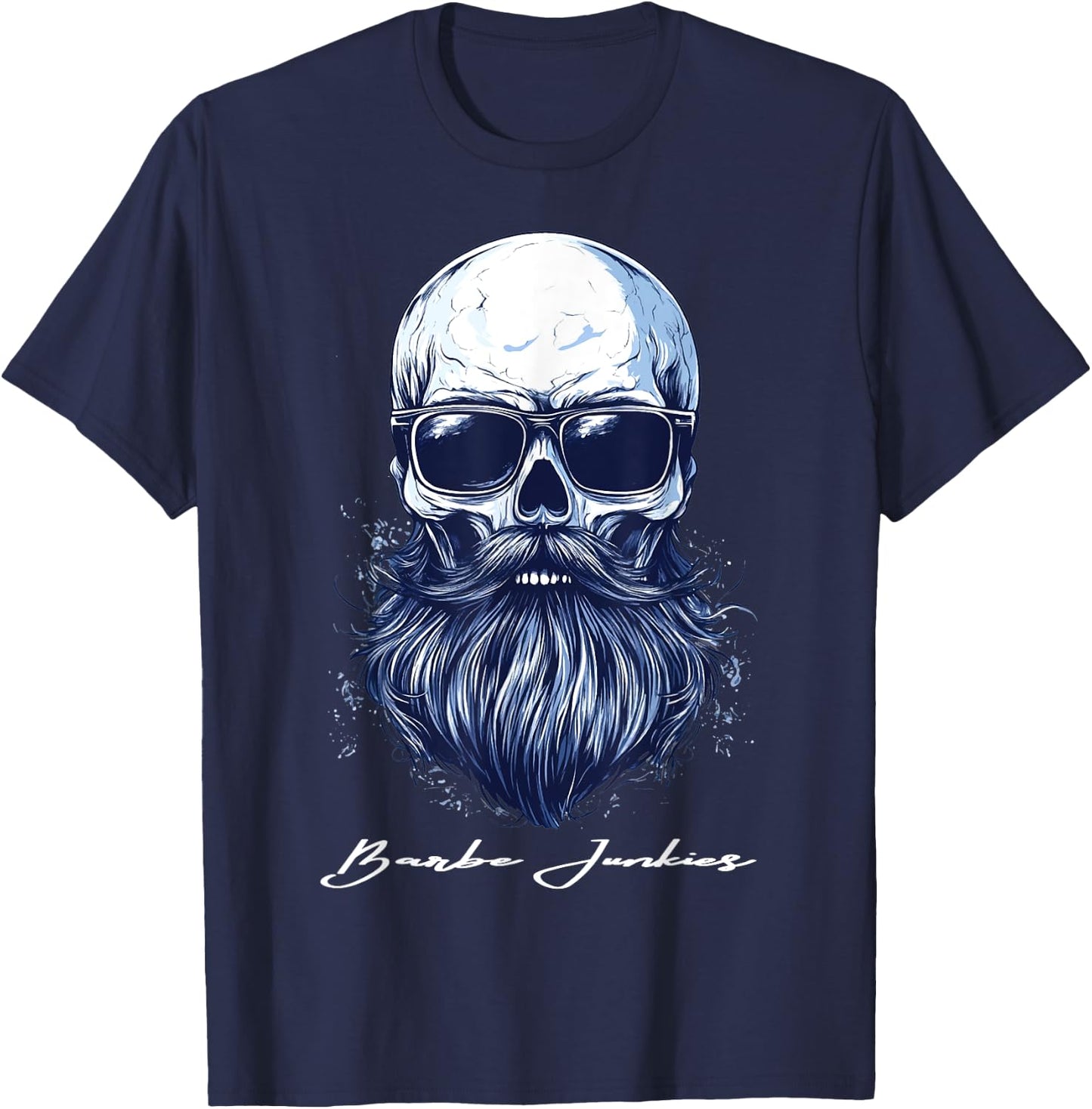 Beard Bearded Skull Skull Gift , Black, S T-Shirt - T-Shirt | Navy