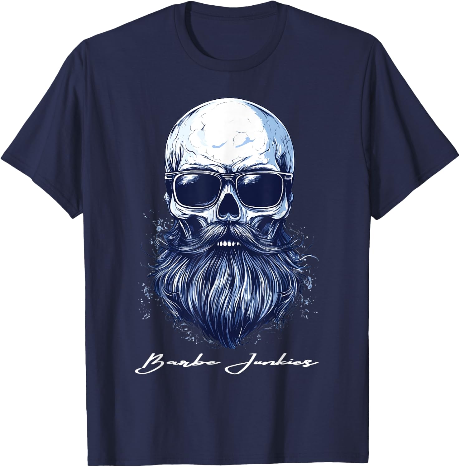 Beard Bearded Skull Skull Gift , Black, S T-Shirt - T-Shirt | Navy