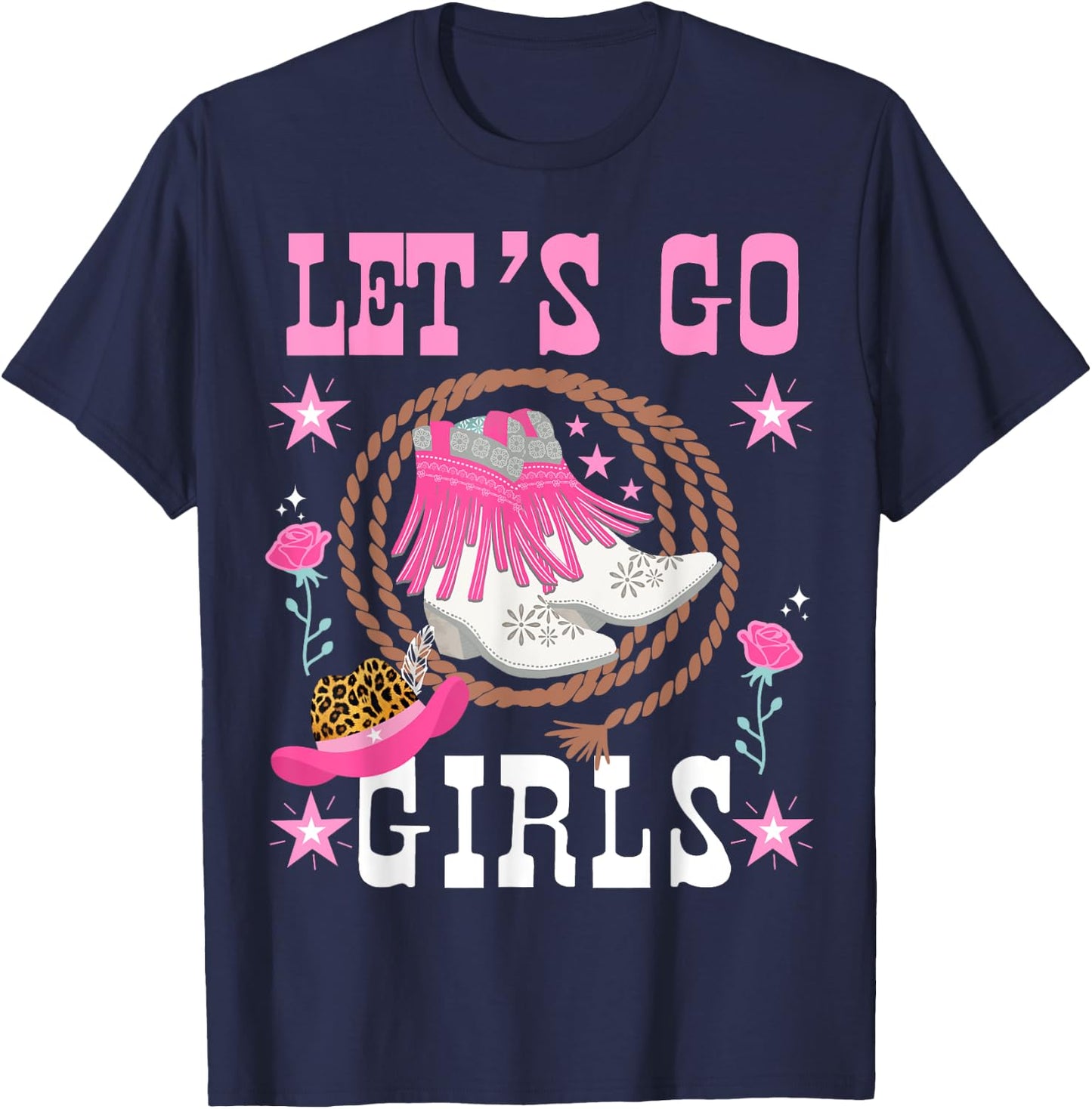 Western Cowgirls Country Western Rodeo Let's Go , Black, S T-Shirt - T-Shirt | Navy