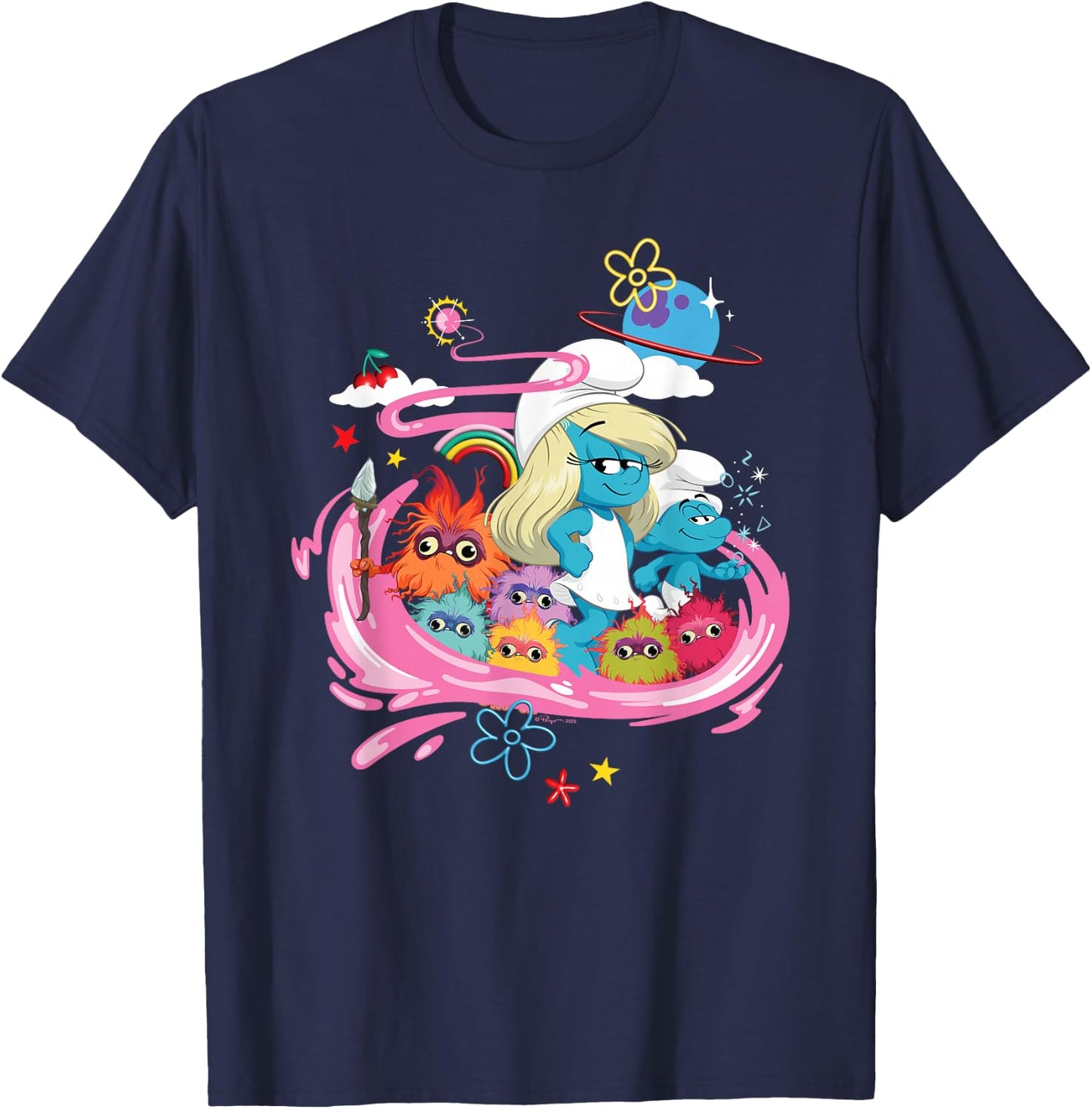 The Smurfs Movie Smurfette, No Name and Mama Poot T-Shirt - T-Shirt | Navy