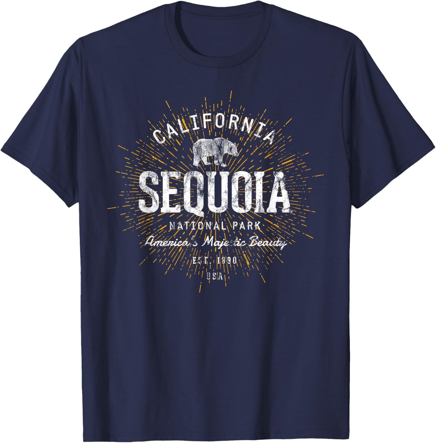 Retro Sequoia National Park Vintage T-Shirt - T-Shirt | Navy