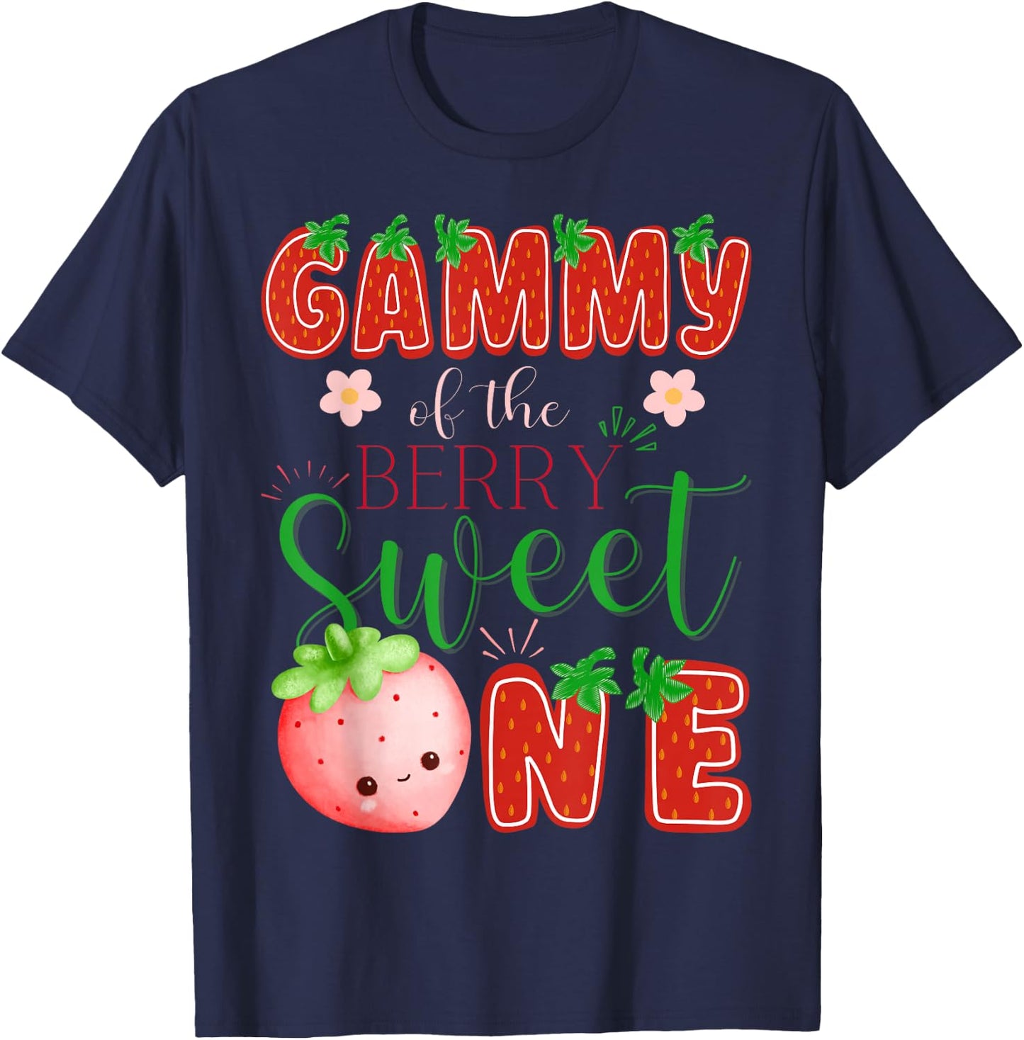 Gammy Of The Berry Sweet One 1St Birthday Strawberry T-Shirt - T-Shirt | Navy