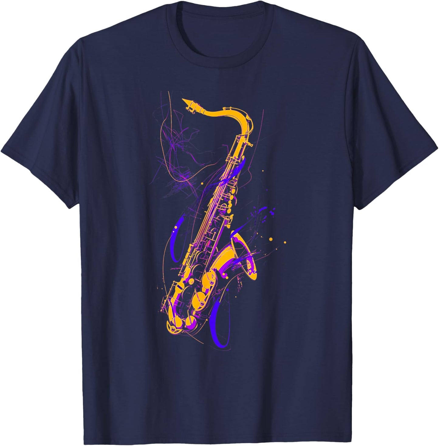 Saxophone , Black, S T-Shirt - T-Shirt | Navy