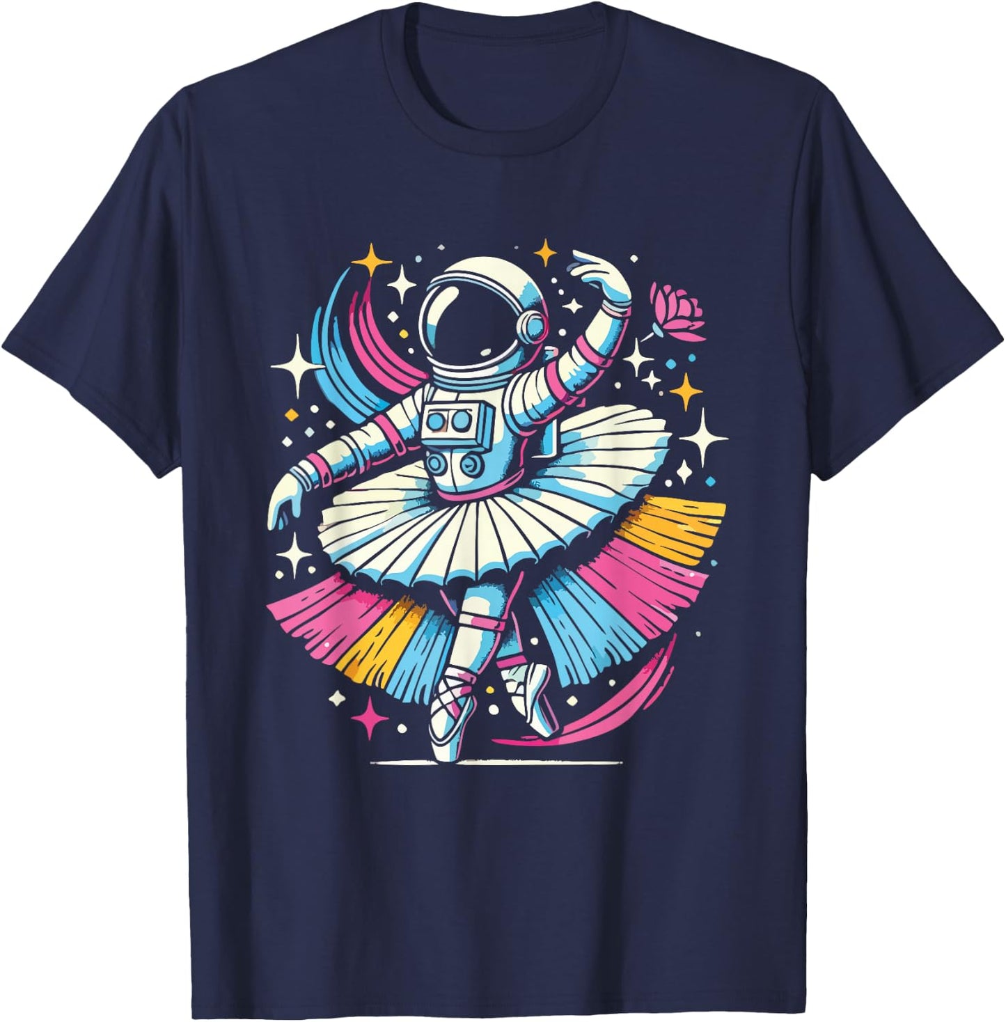 Astronaut Ballerina Cosmic Dance Stars Universe Funny T-Shirt - T-Shirt | Navy