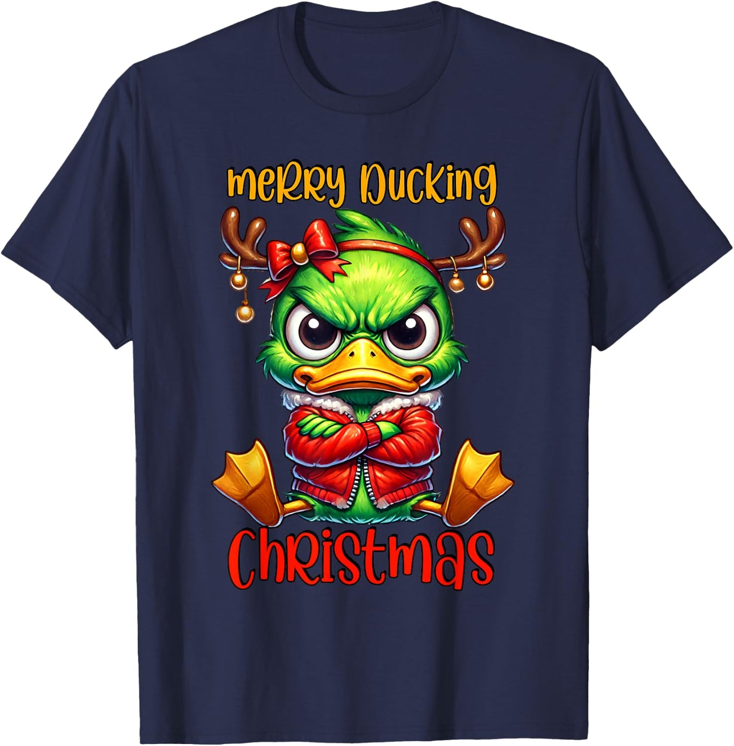 Ducking Christmas Ugly Xmas Christmas Duck T-Shirt - T-Shirt | Navy