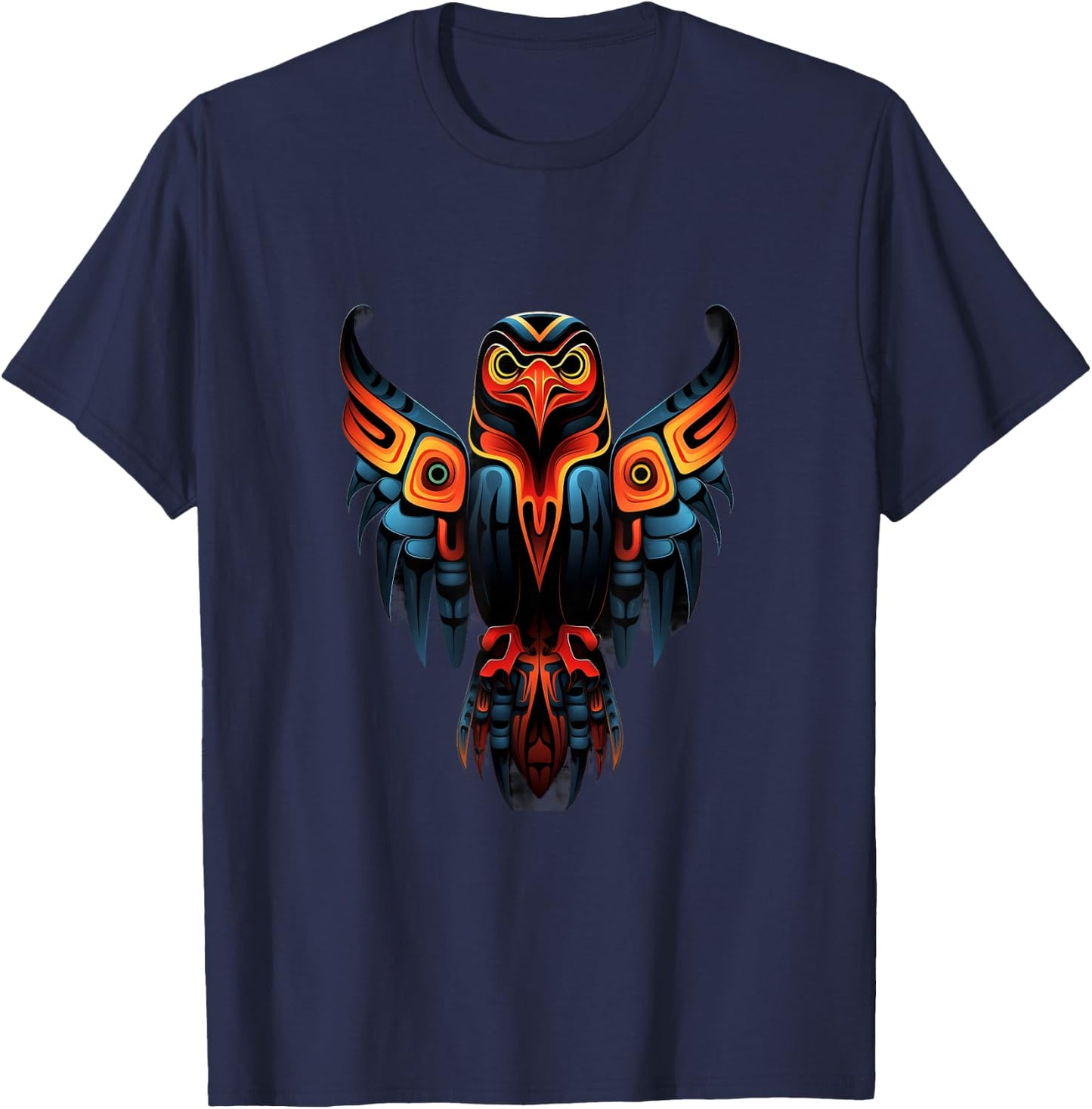 Eagle Haida Totem Art Indian Indigenous Tribal , black T-Shirt - T-Shirt | Navy