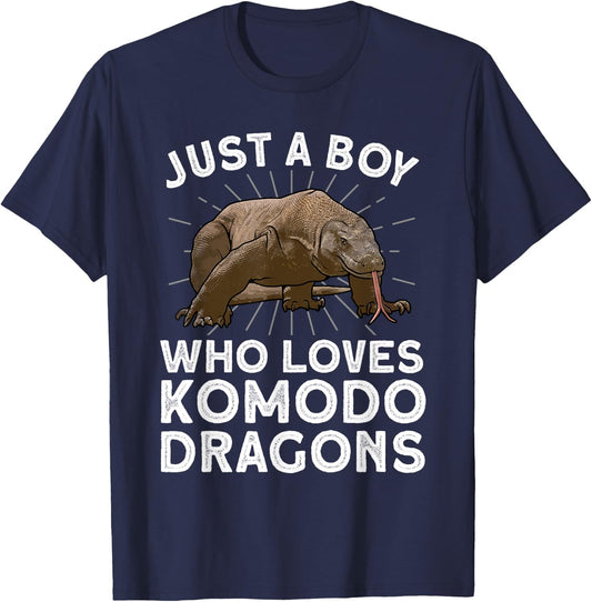 Funny Komodo Dragon Design For Boys Men Dragon Lizard Lovers T-Shirt - T-Shirt | Navy