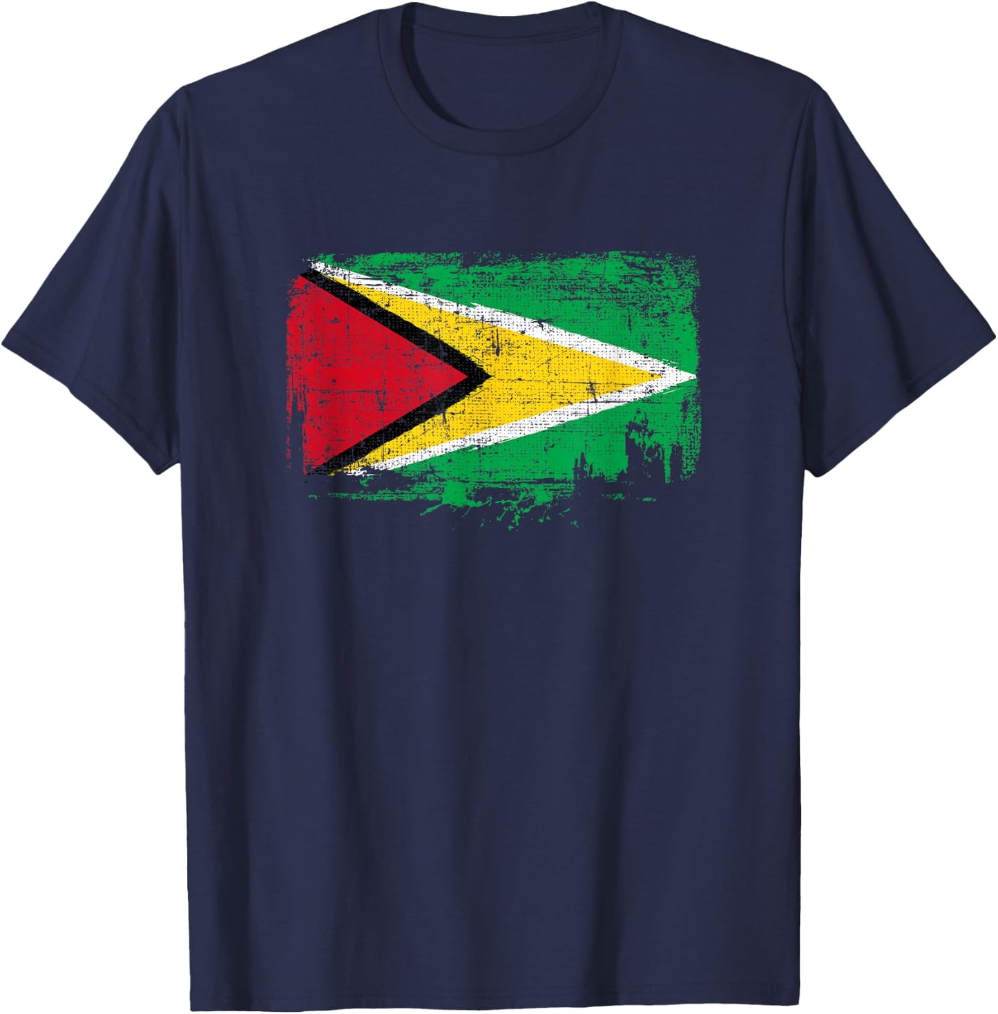 Guyana Flag Pride Gift Distressed Vintage Style T-Shirt - T-Shirt | Navy
