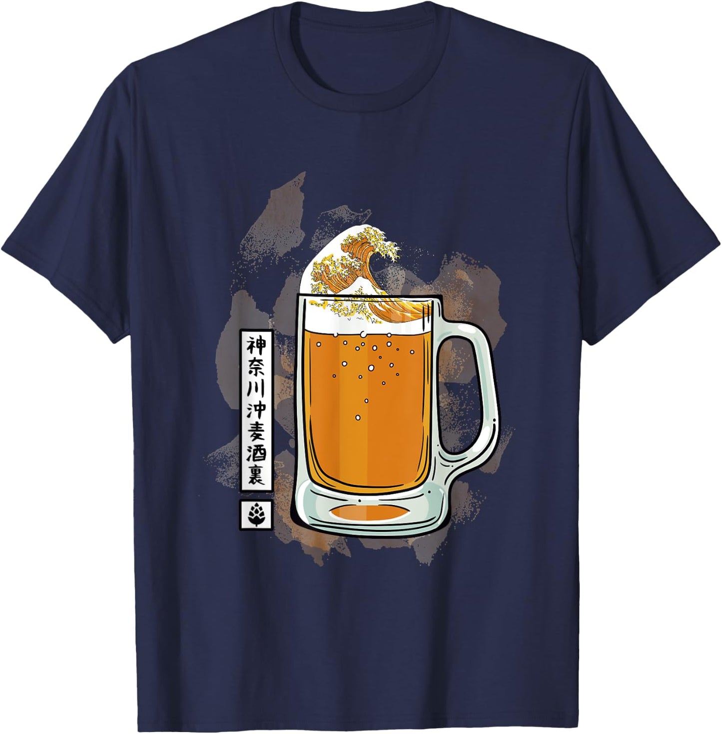 The Great Beer Off Kanagawa Japanese Art Kanji T-Shirt - T-Shirt | Navy