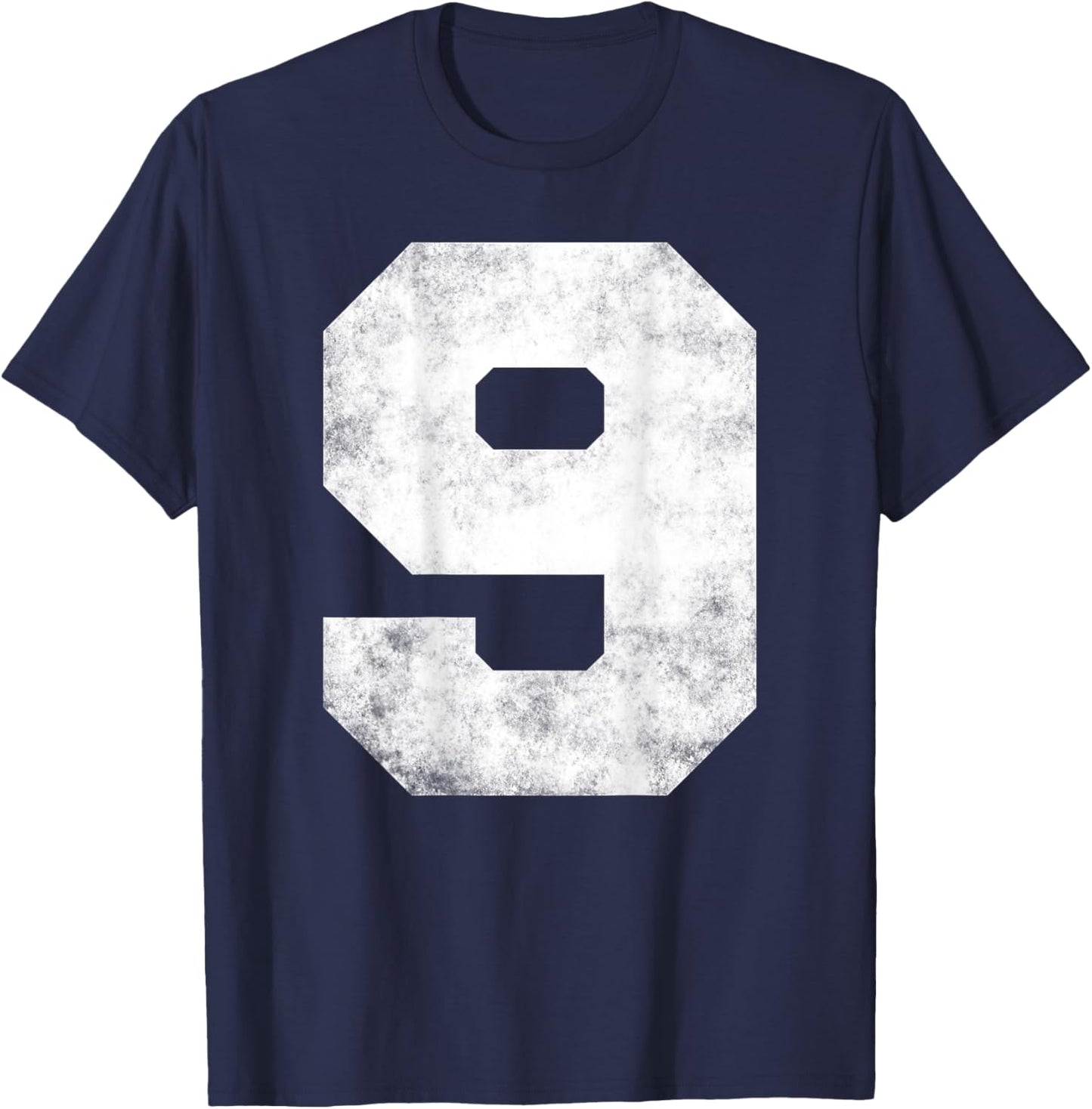 Big Distressed Number "9" Nine Numeric Digits T-Shirt - T-Shirt | Navy
