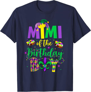 Mimi of the Birthday Boy Shirt Mardi Gras Gigi Maw Maw T-Shirt - T-Shirt | Navy