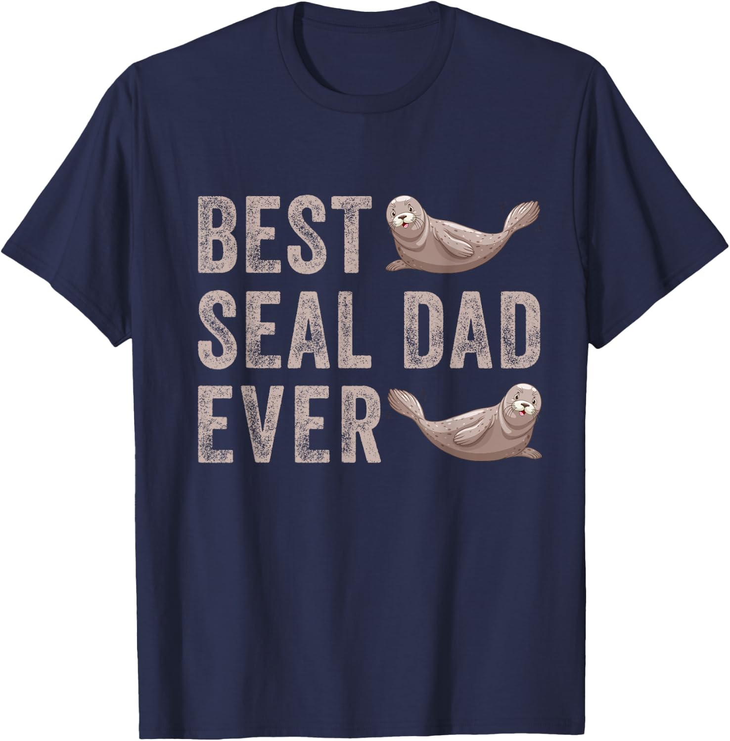 Best Seal Dad Ever Animal Sea Caribbean Monk Seal Lovers T-Shirt - T-Shirt | Navy