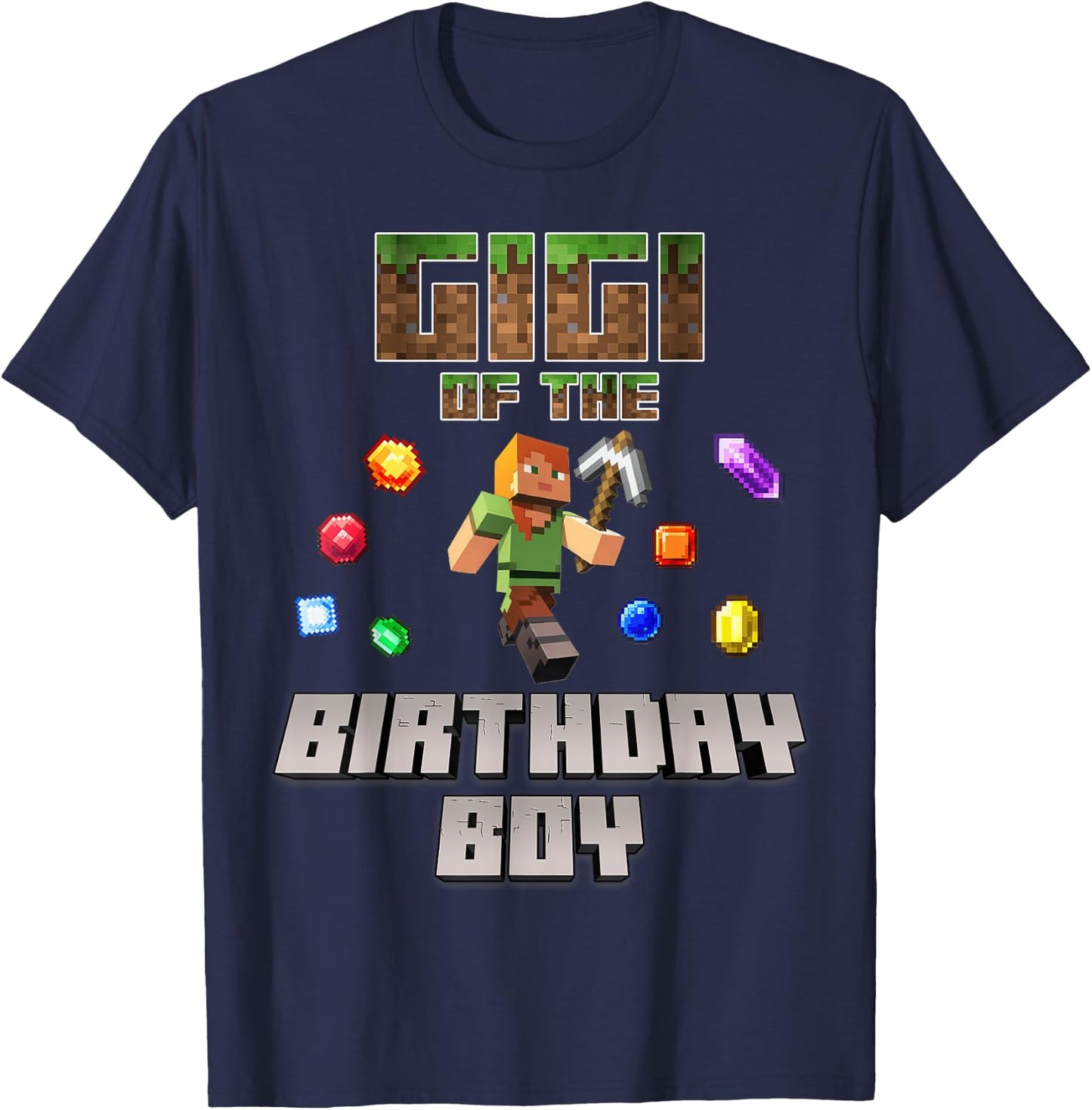 Gigi Of The Birthday Boy Video Gamer Pixel Number T-Shirt - T-Shirt | Navy