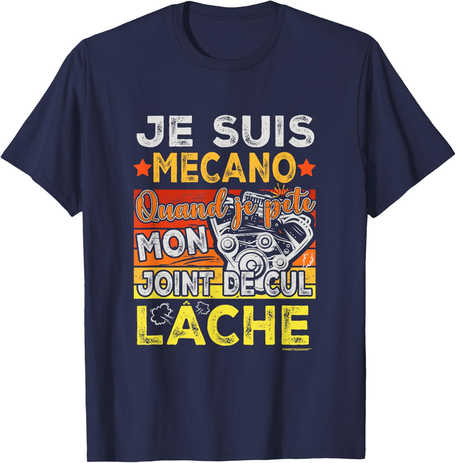 Mechanic Humour Mechanical Cylinder Head Gasket – Man Mécano , Black, S T-Shirt - T-Shirt | Navy