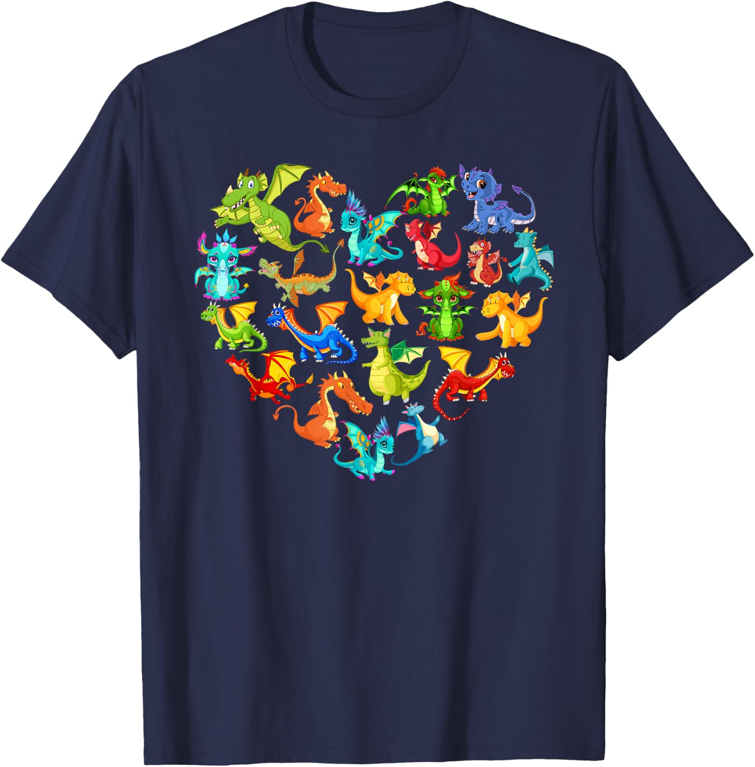 Dragon Lover Heart , Girls, Kids. Dragon , black T-Shirt - T-Shirt | Navy