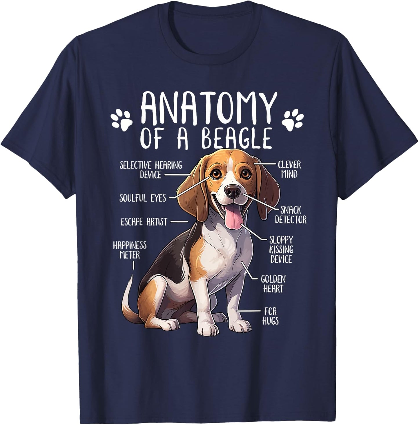 Funny Beagle Anatomy Of A Beagle Dog Owner Cute Pet Lover Women Girls Kids T-Shirt - T-Shirt | Navy