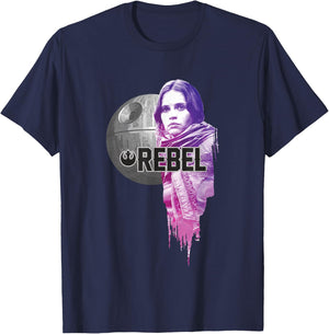 Star Wars Rogue One Iconic Jyn Erso Rebel Big Chest Portrait T-Shirt - T-Shirt | Navy