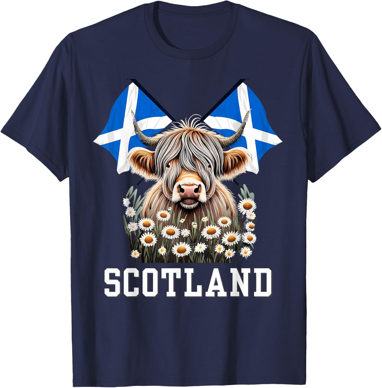 Scotland Scottish Highland Cow Scottish Ancestry Vacation T-Shirt - T-Shirt | Navy
