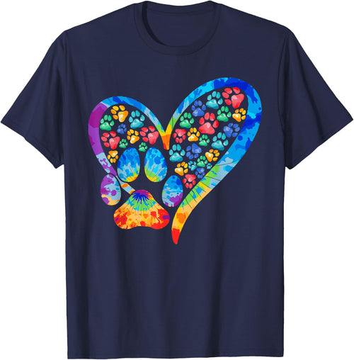 Tie Dye Love Dog Paw Print Heart Animal Lover