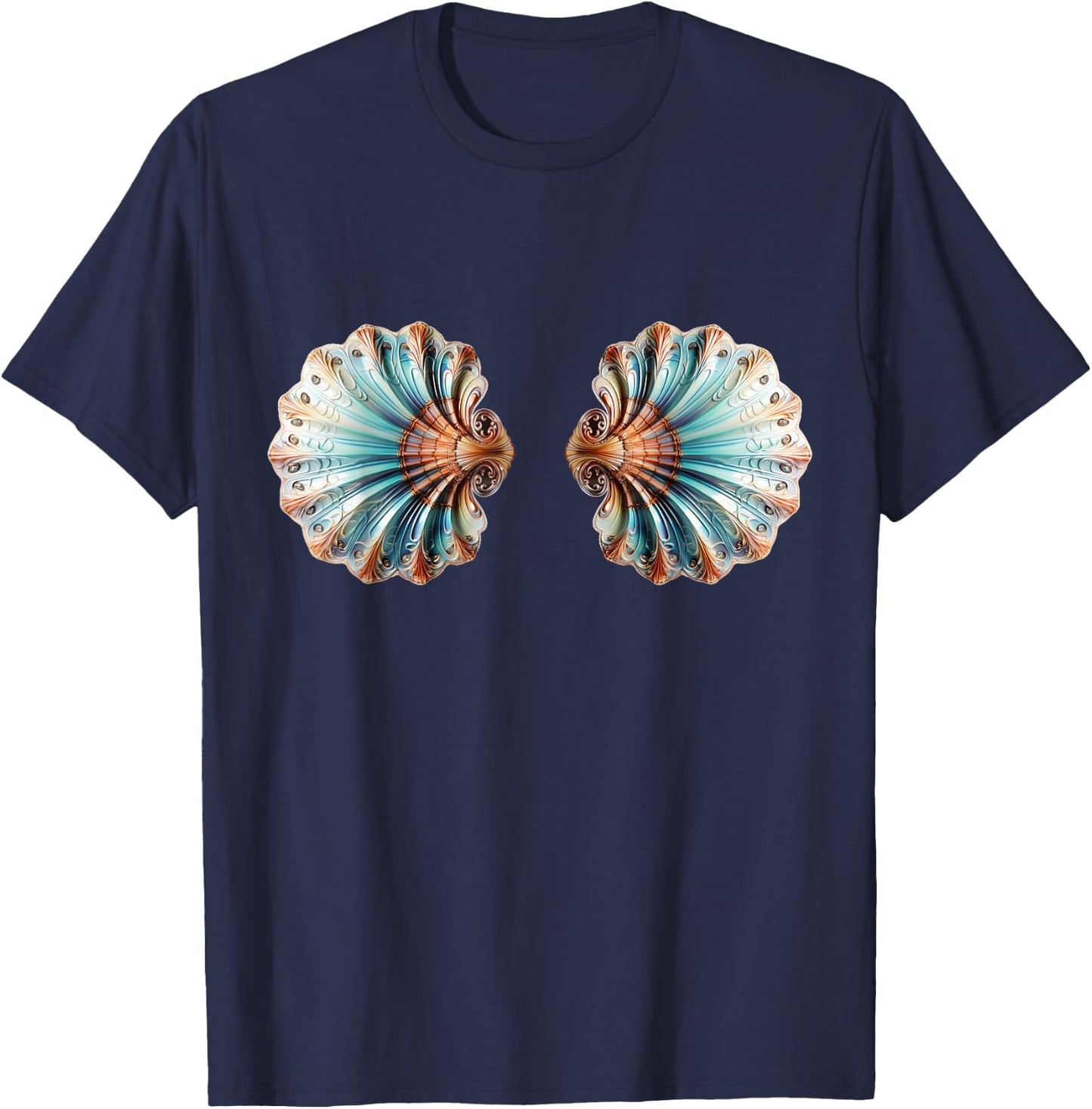 Mermaid, sea shell, bikini, bra, costume, Halloween, party T-Shirt - T-Shirt | Navy