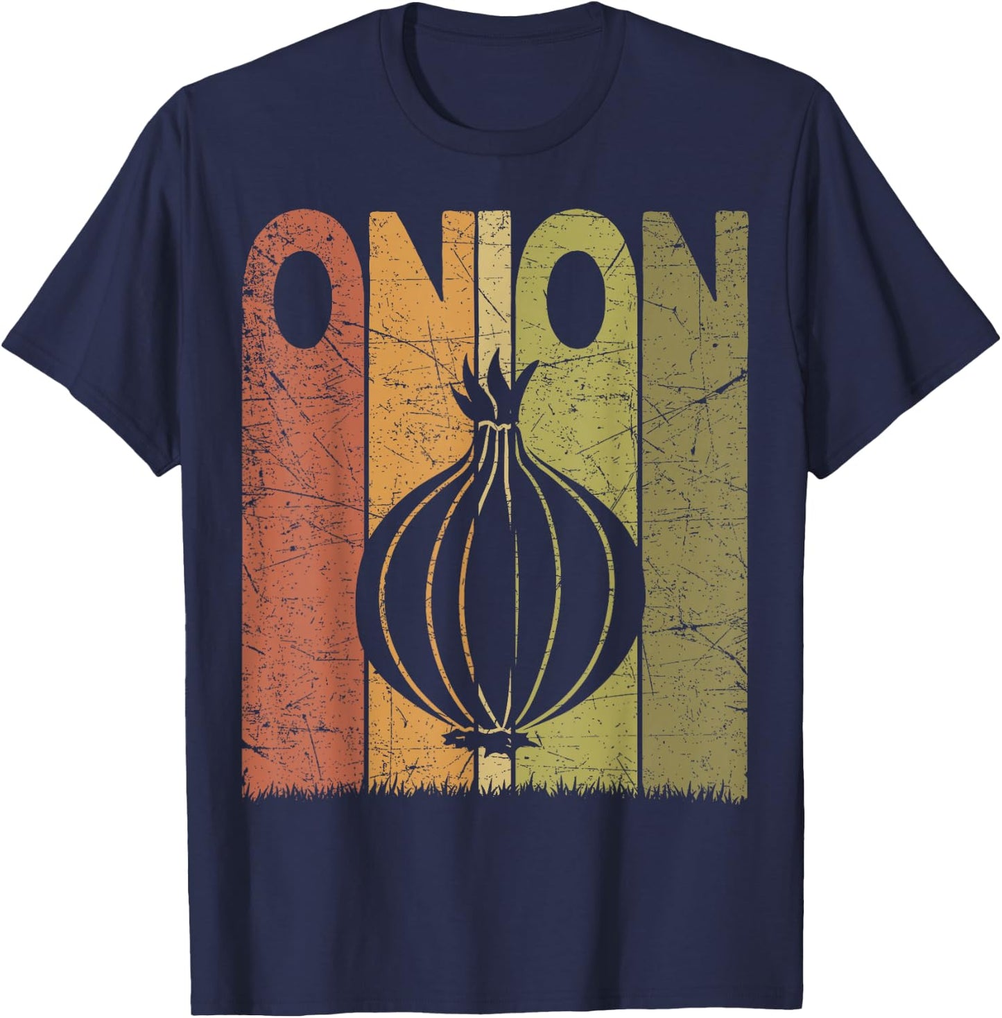 Onion Vintage Onion Farmer Retro Vegetables Farmer T-Shirt - T-Shirt | Navy
