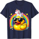 Unicorn Riding Rubber Duck Boys Girls Men Women Kids Teens T-Shirt - T-Shirt | Navy