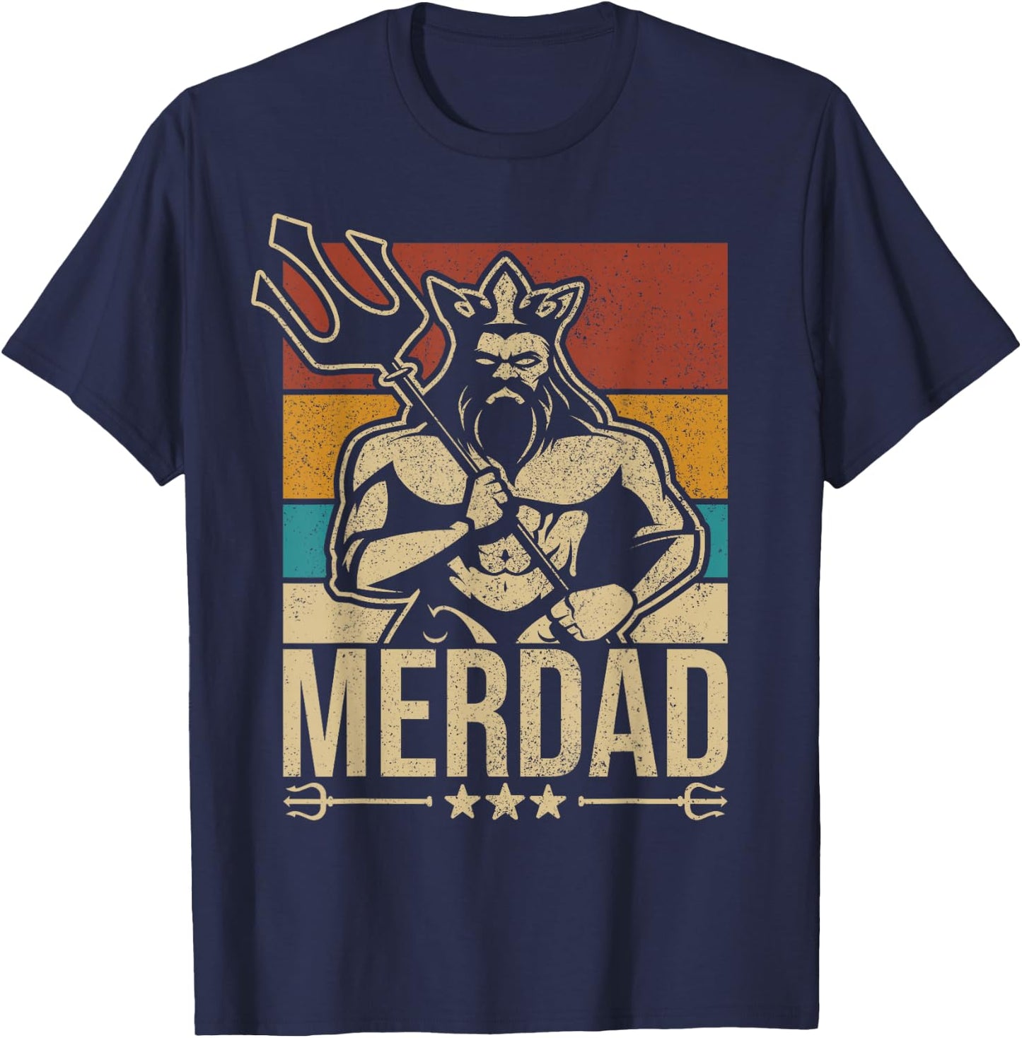 Merdaddy Mermaid Dad Costume Merman Fathers Day Party Outfit T-Shirt - T-Shirt | Navy