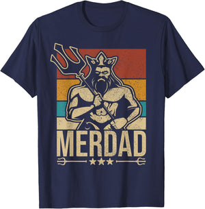 Merdaddy Mermaid Dad Costume Merman Fathers Day Party Outfit T-Shirt - T-Shirt | Navy