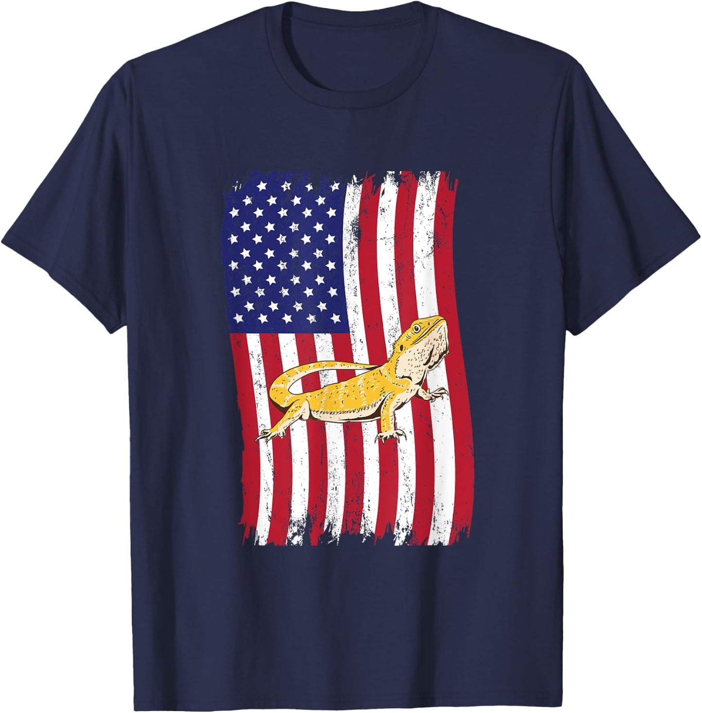 American Flag Bearded Dragon T-Shirt - T-Shirt | Navy