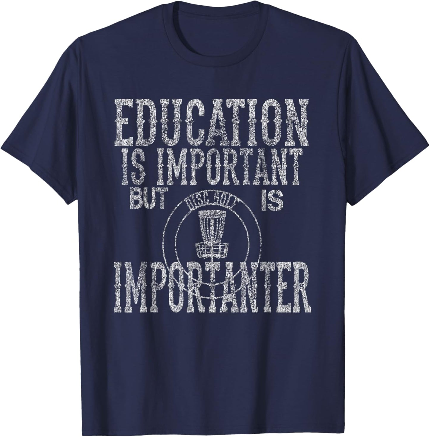 Never Underestimate an Old Man Disc Golf Distressed T-Shirt - T-Shirt | Navy