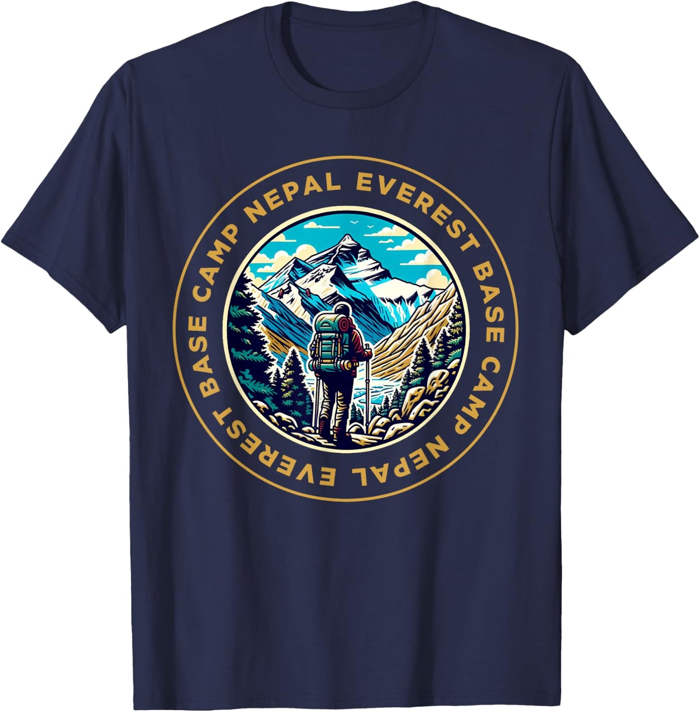 Everest Base Camp Nepal Mountain Everest View Hiking , Black, S T-Shirt - T-Shirt | Navy