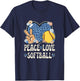 Peace Love Softball Lover Leopard Print Girls Cute Softball T-Shirt - T-Shirt | Navy