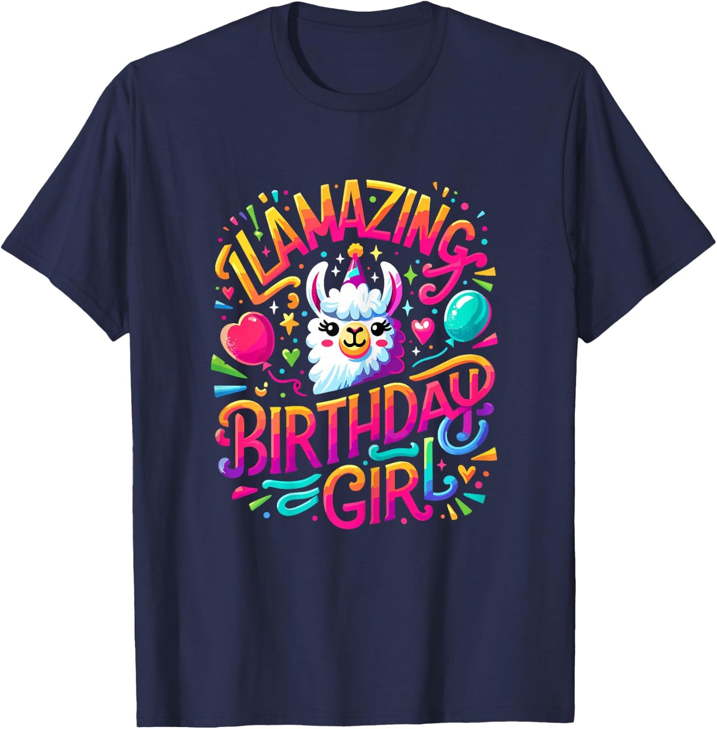 Llamazing Birthday Girl Llama Birthday Girl Alpaca Llama T-Shirt - T-Shirt | Navy