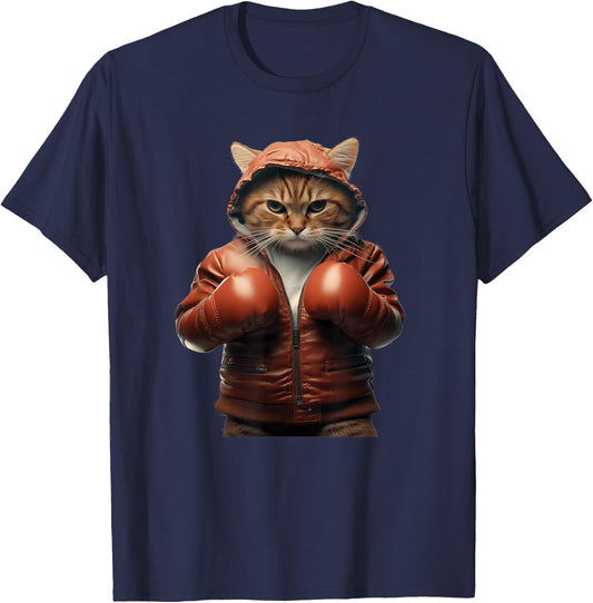 Funny boxing cat with boxing gloves Women Girls Kids T-Shirt - T-Shirt | Navy