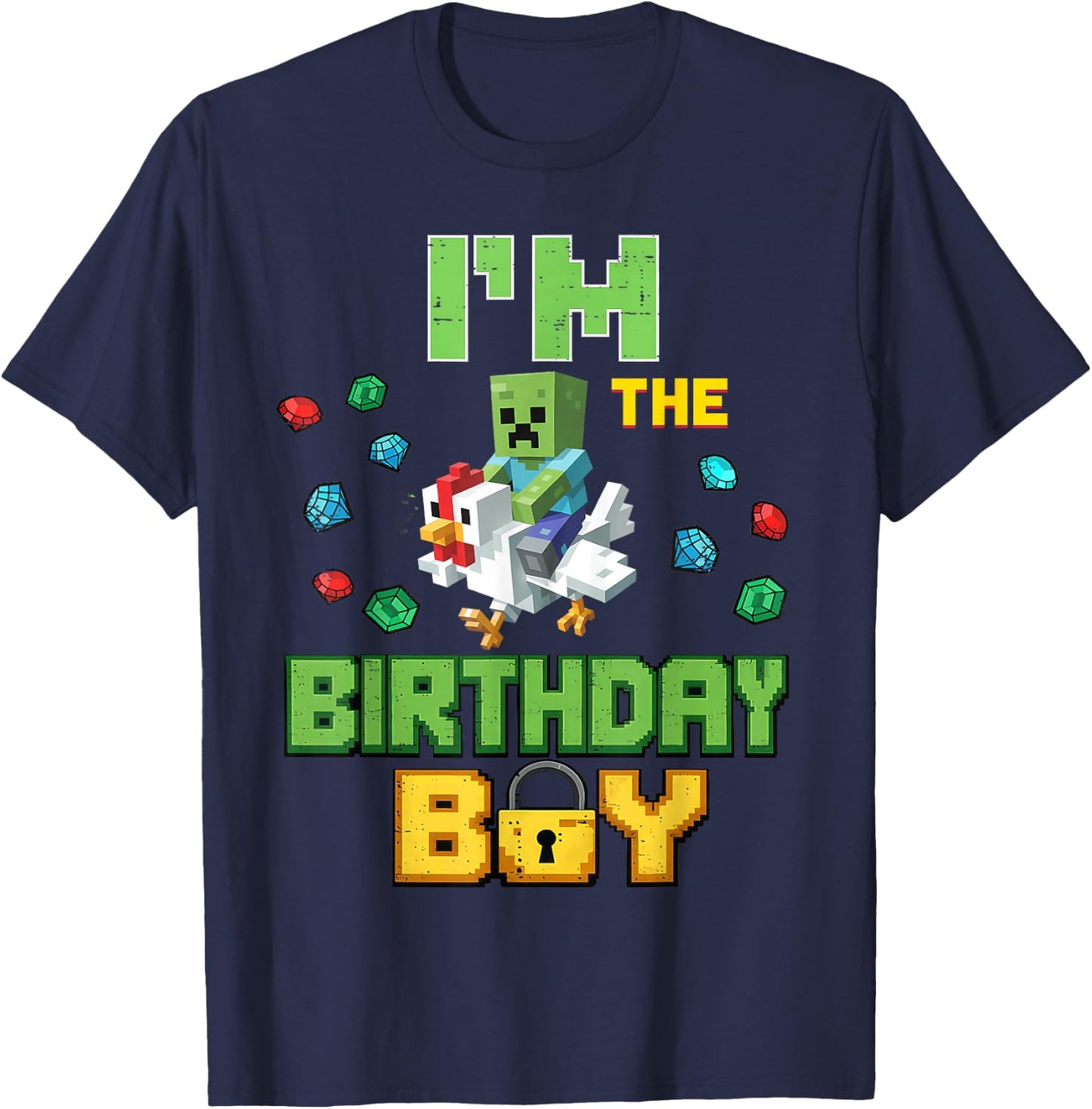 Im The Birthday Boy Video Gamer Dab Pixel Number Chicken T-Shirt - T-Shirt | Navy