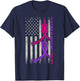 American Flag Breast Cancer and Domestic Violence Awareness T-Shirt - T-Shirt | Navy