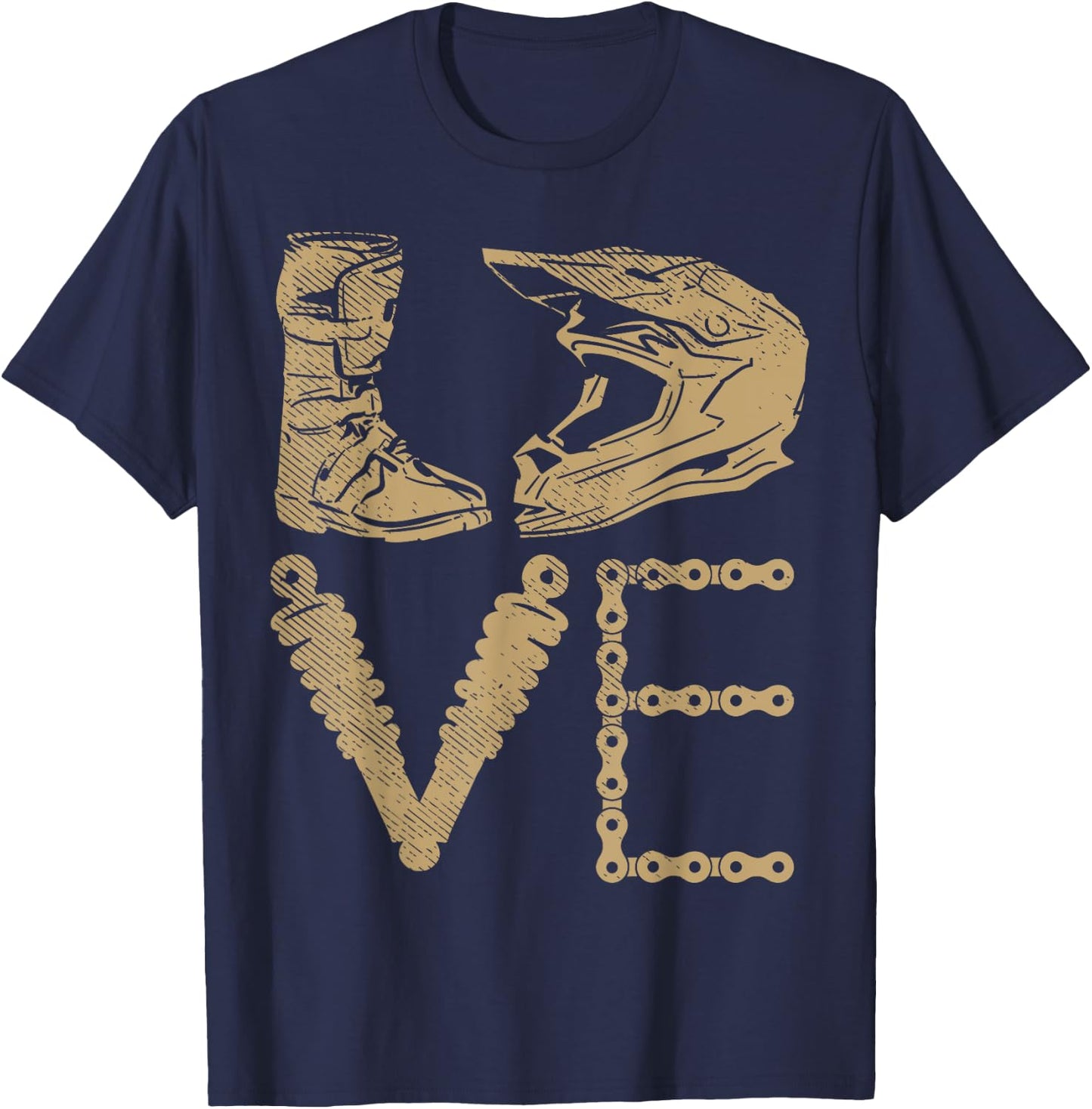 Love Dirt Bike Boots Helmet Motocross Motorcycle Racing Gift T-Shirt - T-Shirt | Navy