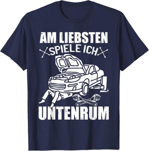 Am Liebsten Spiele Ich Untenrum | Car Mechanic , black T-Shirt - T-Shirt | Navy