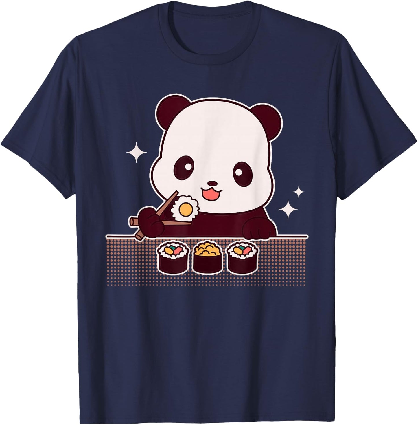 Panda Eating Sushi Cute Panda Bear Lovers T-Shirt - T-Shirt | Navy