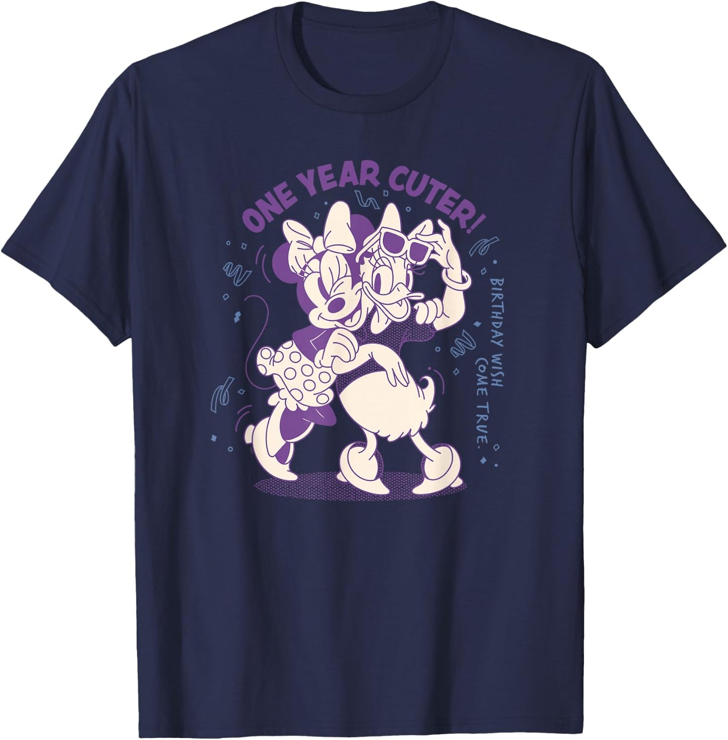 Disney Minnie Mouse Daisy Duck Birthday Wish One Year Cuter T-Shirt - T-Shirt | Navy